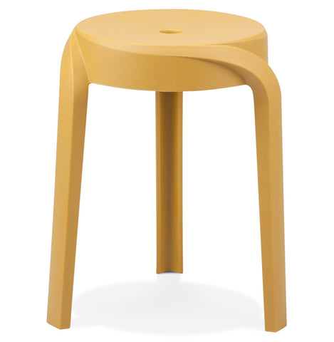 Stackable low stool 'POMPA' in mustard yellow plastic