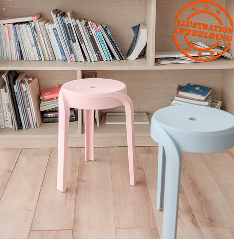 Stackable low stool 'POMPA' in red plastic