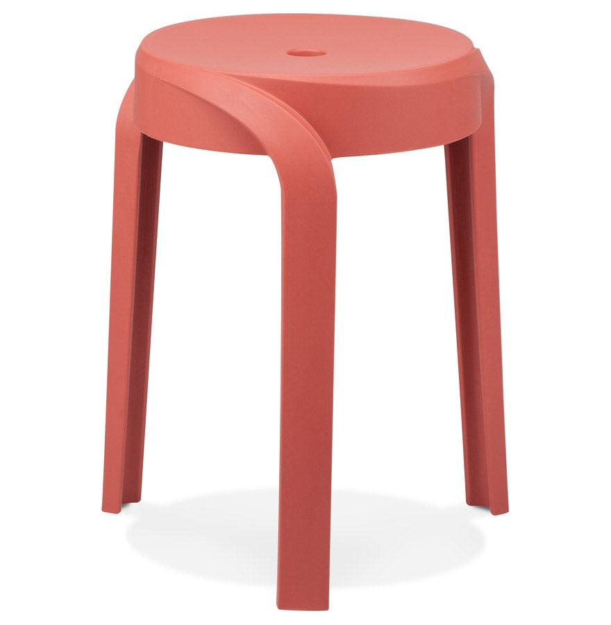 Stackable low stool 'POMPA' in red plastic