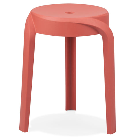 Stackable low stool 'POMPA' in red plastic