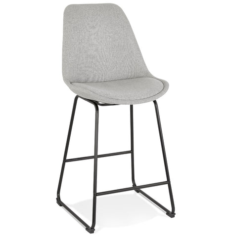 Mid-height stool 'RIGO MINI' in gray fabric with black metal legs