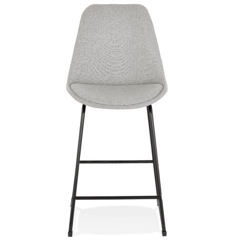 Mid-height stool 'RIGO MINI' in gray fabric with black metal legs