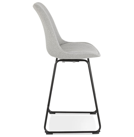 Mid-height stool 'RIGO MINI' in gray fabric with black metal legs