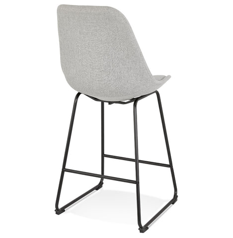 Mid-height stool 'RIGO MINI' in gray fabric with black metal legs