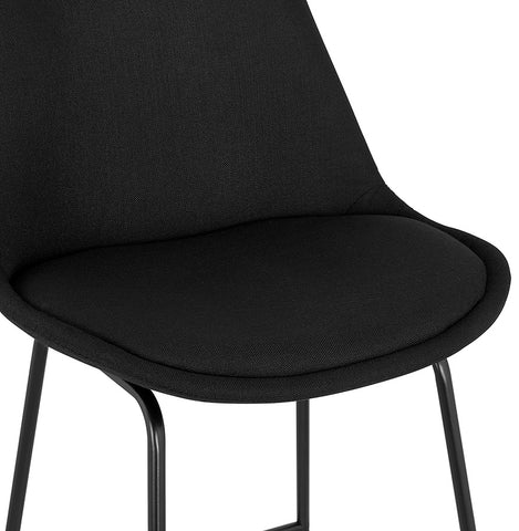 Bar stool 'RIGO' in black fabric with black metal legs