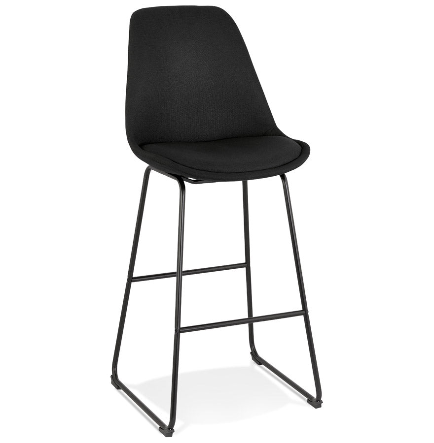 Bar stool 'RIGO' in black fabric with black metal legs