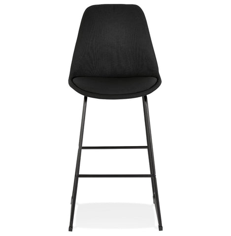 Bar stool 'RIGO' in black fabric with black metal legs