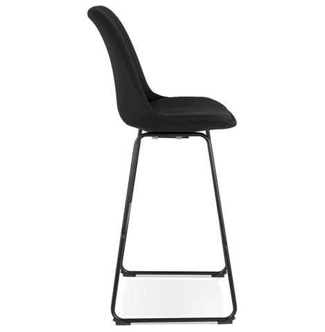 Bar stool 'RIGO' in black fabric with black metal legs