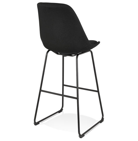 Bar stool 'RIGO' in black fabric with black metal legs