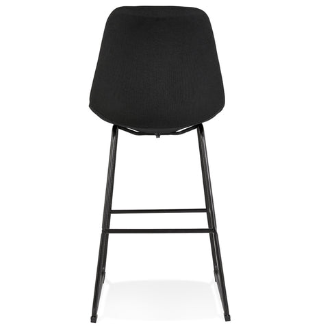 Bar stool 'RIGO' in black fabric with black metal legs