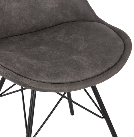 Design chair 'ROYAL' in grey microfiber with black metal legs