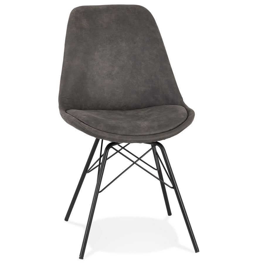 Design chair 'ROYAL' in grey microfiber with black metal legs