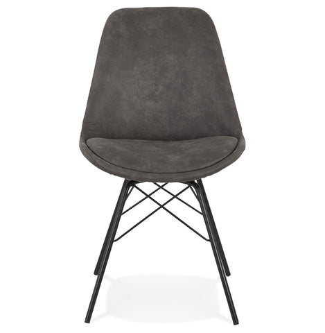 Design chair 'ROYAL' in grey microfiber with black metal legs