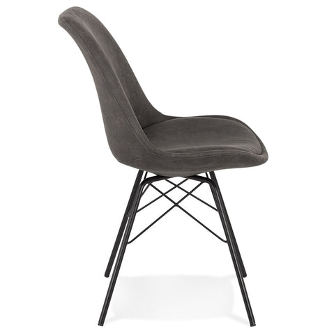 Design chair 'ROYAL' in grey microfiber with black metal legs