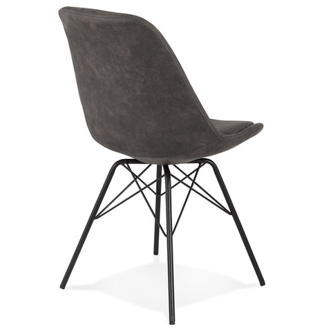 Design chair 'ROYAL' in grey microfiber with black metal legs