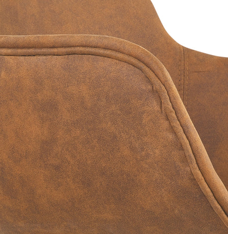 Armchair 'RUPERT' in brown microfiber and legs of natural wood