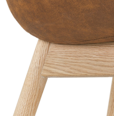 Armchair 'RUPERT' in brown microfiber and legs of natural wood