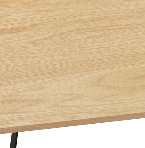 Straight design desk 'SALMON' in natural wood and black metal