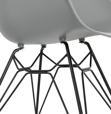 Design chair 'SATELIT' gray industrial style with black metal feet