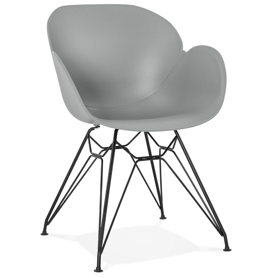 Design chair 'SATELIT' gray industrial style with black metal feet