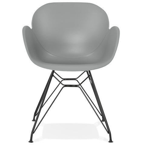 Design chair 'SATELIT' gray industrial style with black metal feet