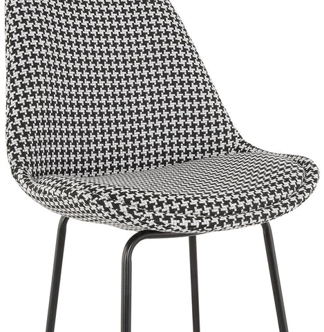 Bar stool 'SPARK' in pied-de-poule print fabric with black metal legs