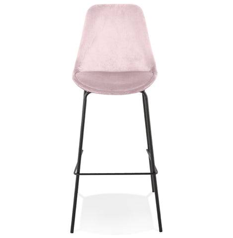 Bar stool 'SPARK' in pink velvet with black metal legs