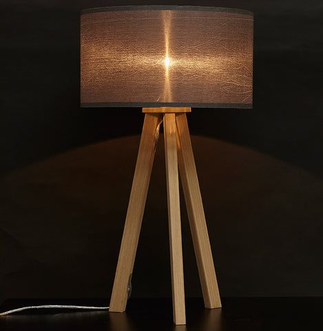 'SPRING MINI' table lamp on tripod with gray shade in Scandinavian style