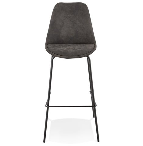 Bar stool 'TAO' in grey microfiber with black metal legs