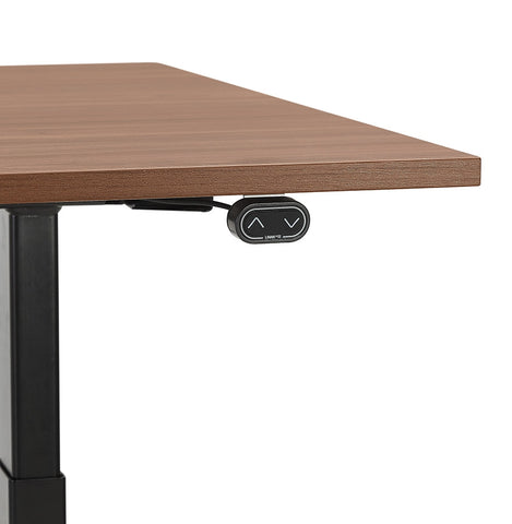 Black electric sit/stand desk 'TRONIK' with top in walnut finish - 140x70 cm