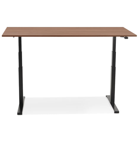 Black electric sit/stand desk 'TRONIK' with top in walnut finish - 140x70 cm