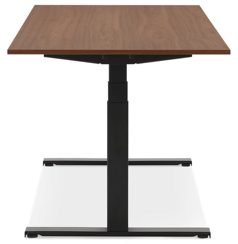 Black electric sit/stand desk 'TRONIK' with top in walnut finish - 140x70 cm