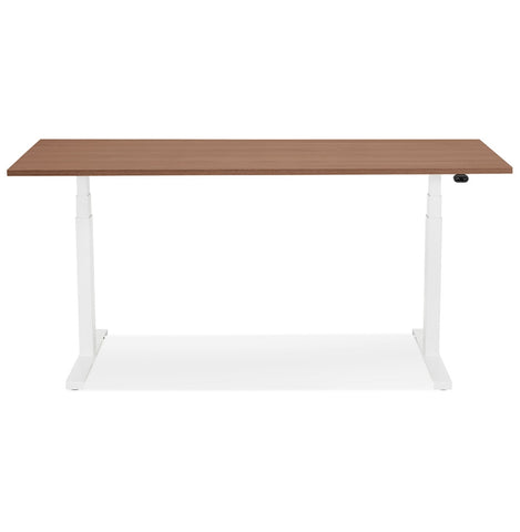 White electric sit/stand desk 'TRONIK' with top in walnut finish - 140x70 cm