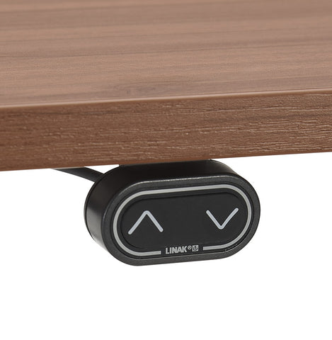 Black ergonomic electric desk 'TRONIK' with top in walnut finish - 160x80 cm