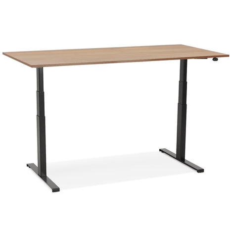 Black ergonomic electric desk 'TRONIK' with top in walnut finish - 160x80 cm