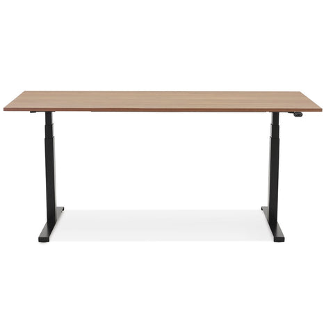 Black ergonomic electric desk 'TRONIK' with top in walnut finish - 160x80 cm