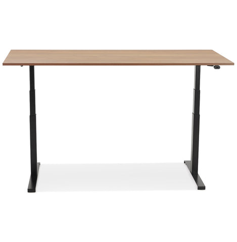 Black ergonomic electric desk 'TRONIK' with top in walnut finish - 160x80 cm