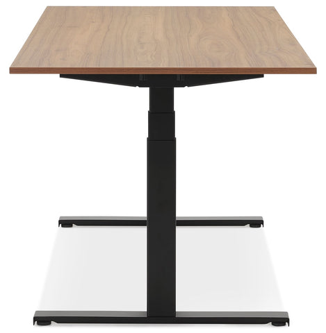 Black ergonomic electric desk 'TRONIK' with top in walnut finish - 160x80 cm