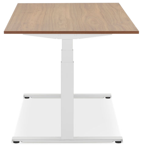 White electric adjustable desk 'TRONIK' with top in walnut finish - 160x80 cm