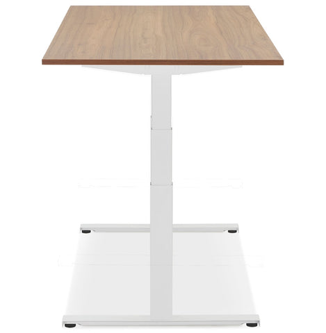 White electric adjustable desk 'TRONIK' with top in walnut finish - 160x80 cm