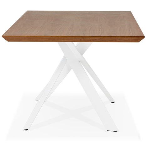 Design dining table 'WALABY' in wood with walnut finish and with white x-shaped central base - 200 x 100 cm