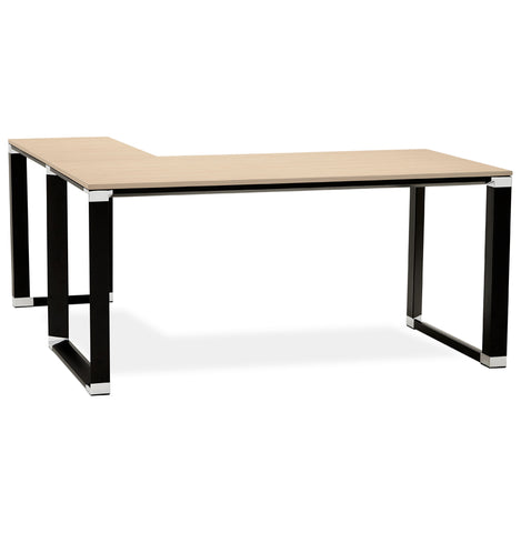 Design corner desk 'XLINE' with natural wood finish and black metal (angle of your choice) - 160 cm