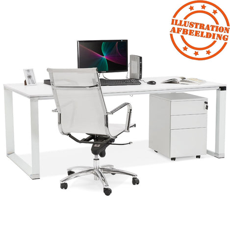 Large straight executive desk 'XLINE' in white wood - 200x100 cm