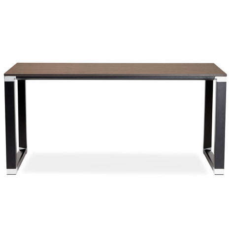 Straight design desk 'XLINE' with walnut finish and black metal - 160x80 cm