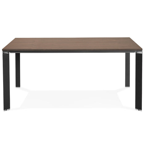 Meeting table / bench desk 'XLINE SQUARE' with walnut finish and black metal - 160x160 cm