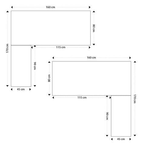 Design corner desk 'XLINE' with walnut finish and black metal (corner of your choice) - 160 cm