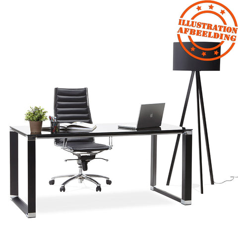 Straight design desk 'XLINE' with walnut finish and black metal - 160x80 cm