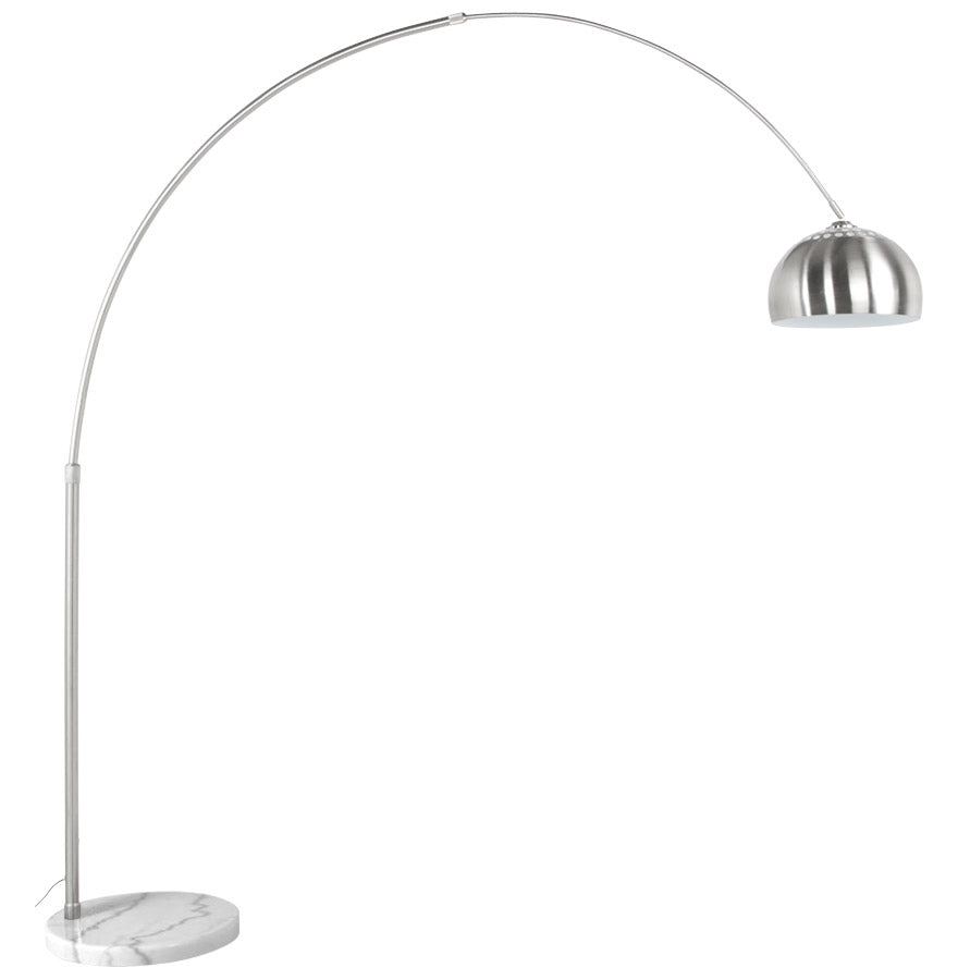 Gebogen designlamp 'XXL' in geborsteld staal in retro jaren 70 stijl