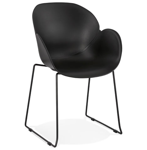 Chair with armrests 'ZAKARY' black with metal base - indoor/outdoor