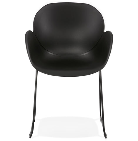 Chair with armrests 'ZAKARY' black with metal base - indoor/outdoor